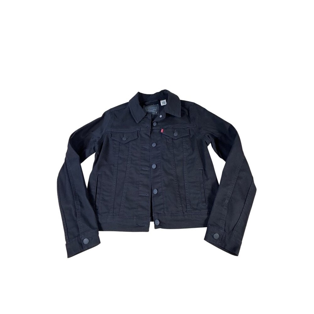 Levi’s Black Denim Jacket Girls Size M Classic Button-Up Style Jean Jacket